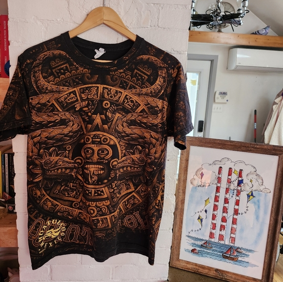 Vintage YAZBEK Mayan calendar AOP tee shirt 👌 - Picture 1 of 5